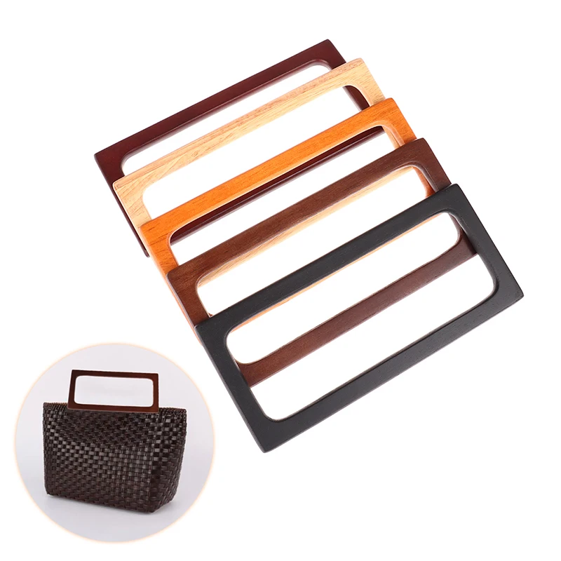 

1PC Rectangle Bags Handle DIY Bag Frames Brackets Rubber Wood Handbag Purse Accessories