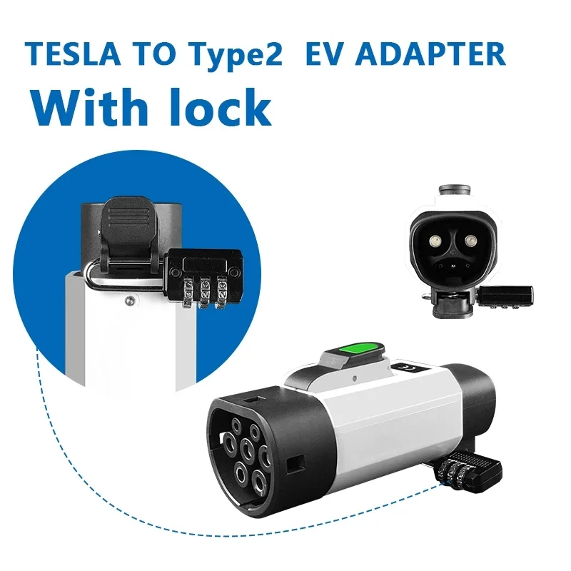 EV Charging Adapter 32A Tesla To Type2 EV Adaptor 240V EVSE Connector IEC 62196-2 Electric Vehicle Charger Adapter