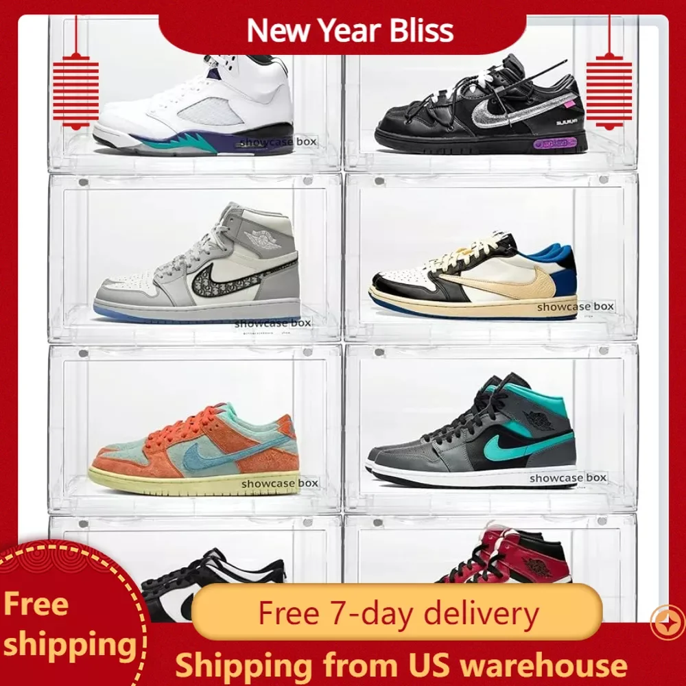 

Shoe box storage, clear plastic stackable, 8 display cases, sneaker toe gifts, closet shoe storage box
