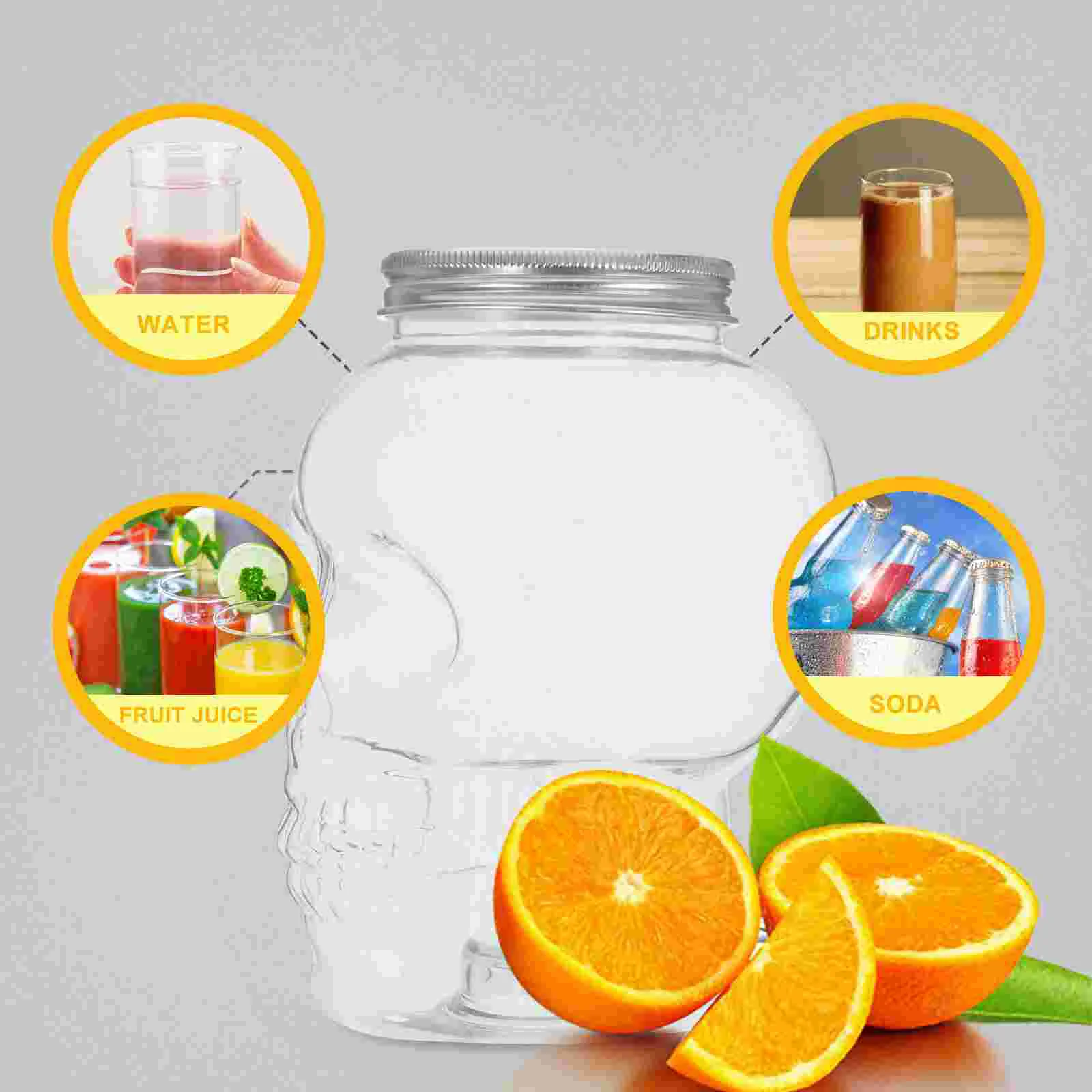6 Pcs Halloween Skull Water Bottles Drinks Clear Milk Juice Packing Plastic Aluminum Multi-function Travel Waterbottle 3