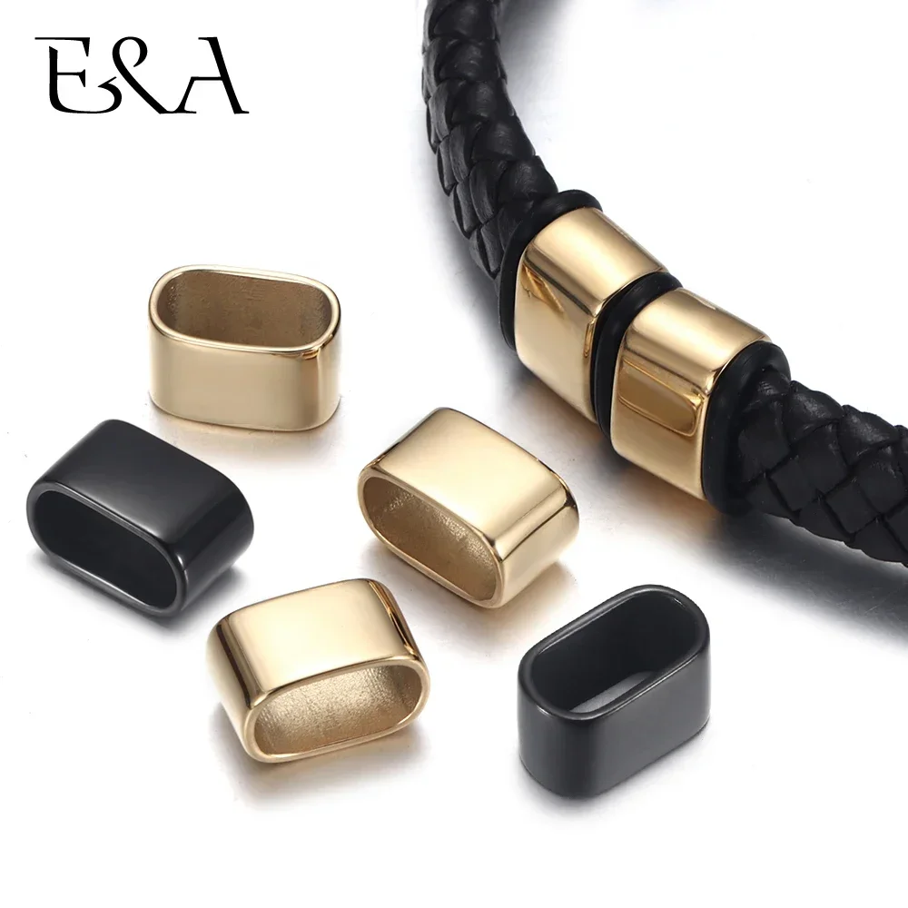 5 stücke Schwarz Überzug Spacer Perlen Spiegel Polnischen Edelstahl Große Loch Bead Slider für Armband DIY Schmuck Machen Zubehör