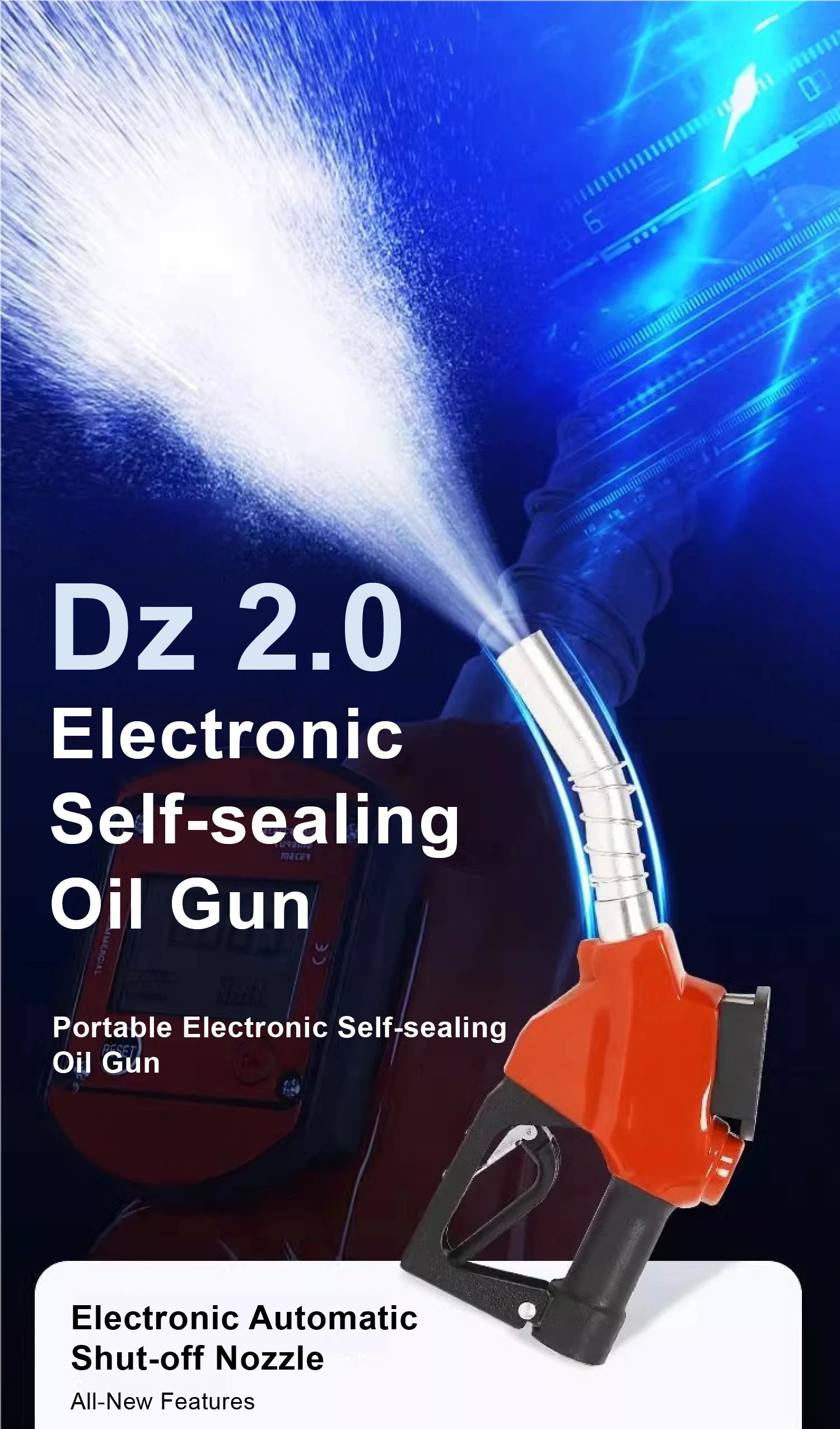 Automatic Diesel Fuel Nozzle Digital Flow Meter Oil Transfer Gun for Farm Truck