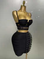 2025 New Arrival High Quality Women Sexy Bandage Tops Fashion Pencil Skirts Set Nightclub Party Celebrate Women's Set - Image 6