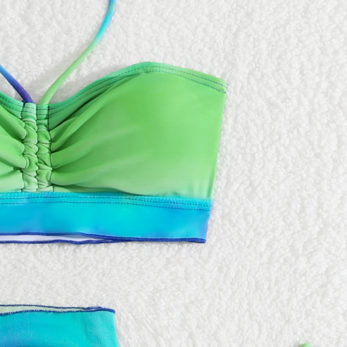 Girls 3pack Green Bikini Sets with Skirts Mesh Cover Ups Drawstring Kids Swimsuit 7-12 Years Children's Swimwear Bathing Suit