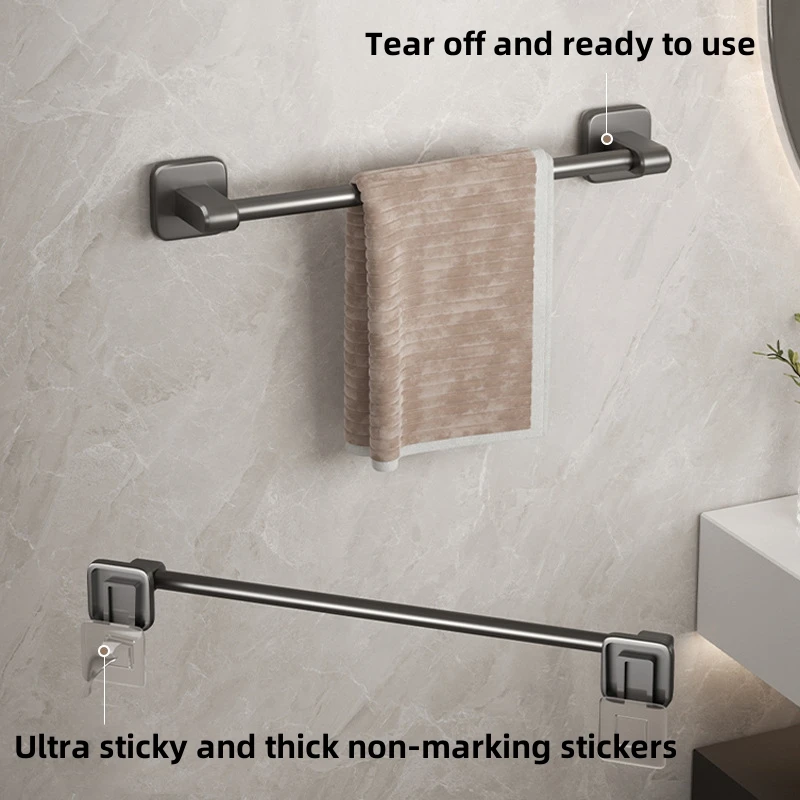 Towel Rack Space Aluminum Stand No Punch Towel Hangers For Bathroom Hand Towel Holder Bar Bathroom Organizer Storage