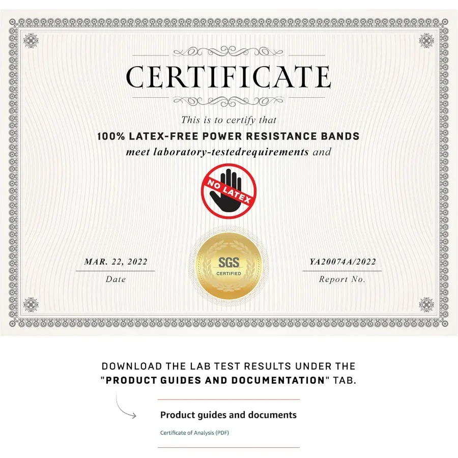 100% Latex-Free Organic Rubber Power Resistance Bands | Compact Durable Hypoallergenic Bands for Strength Training & Workouts |