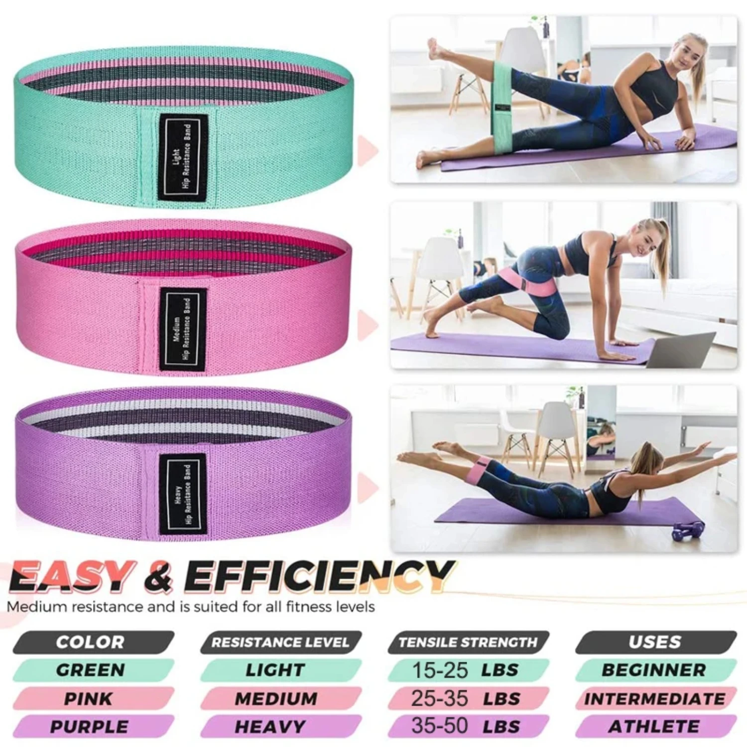 WorthWhile Stretch Resistance Bands Yoga Legs Butt Anti Slip Elastic Fitness Bodybulding Exercise Workout Equipment