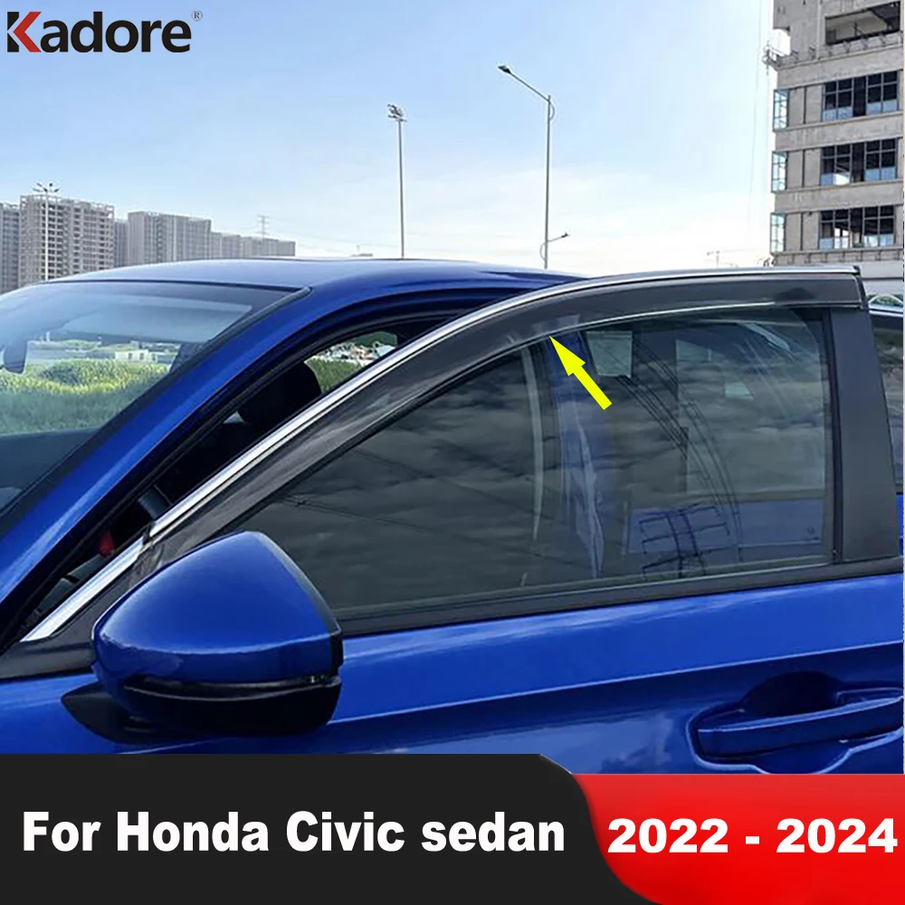 

For Honda Civic 11th Sedan 2022 2023 2024 Window Visors Deflector Sun Visor Rain Guards Weathershield Cover Trim Car Accessories