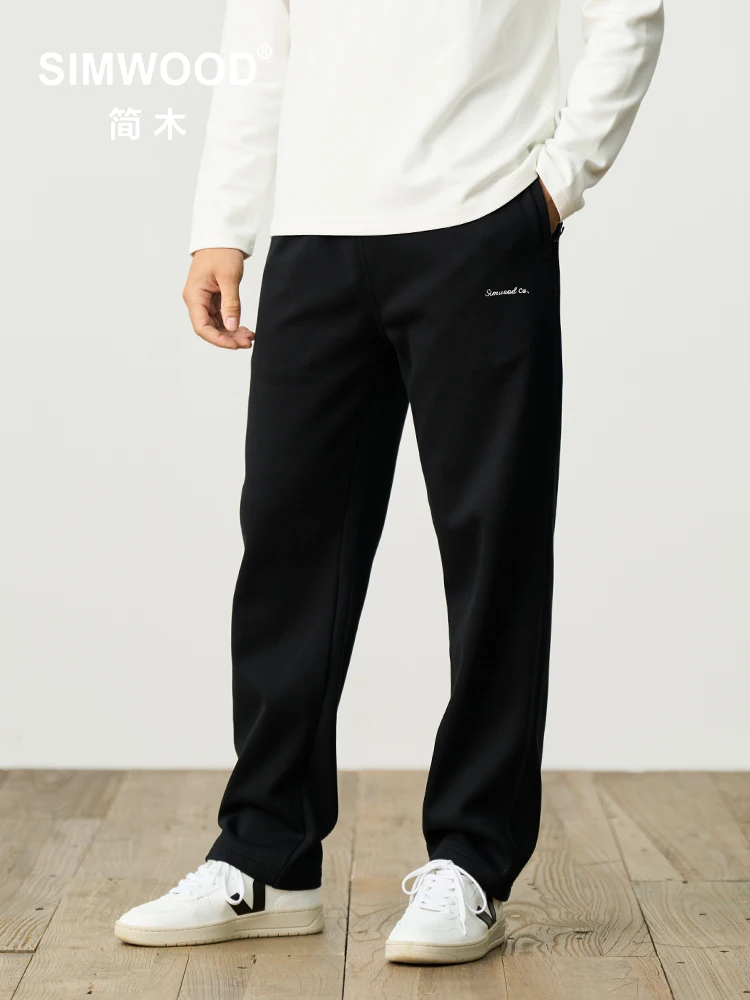Autumn Winter Loose Straight Warm Fleece Liner Jogger Men 400gsm Antistatic Comfortable Sweatpants SIMWOOD