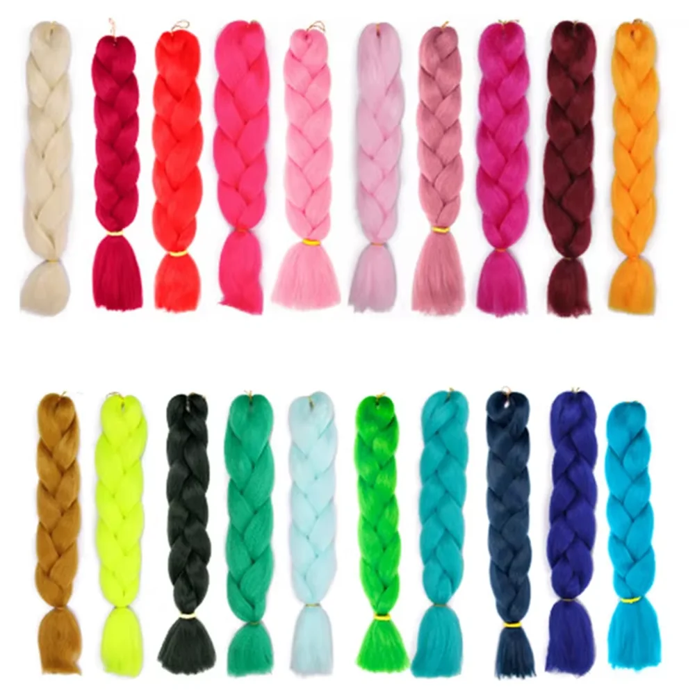 24 Inch Synthetic Jumbo Braids Kanekalon Braiding Hair Colorful Twist Hair Braiding Afro Braiding Hair Extensions for Children