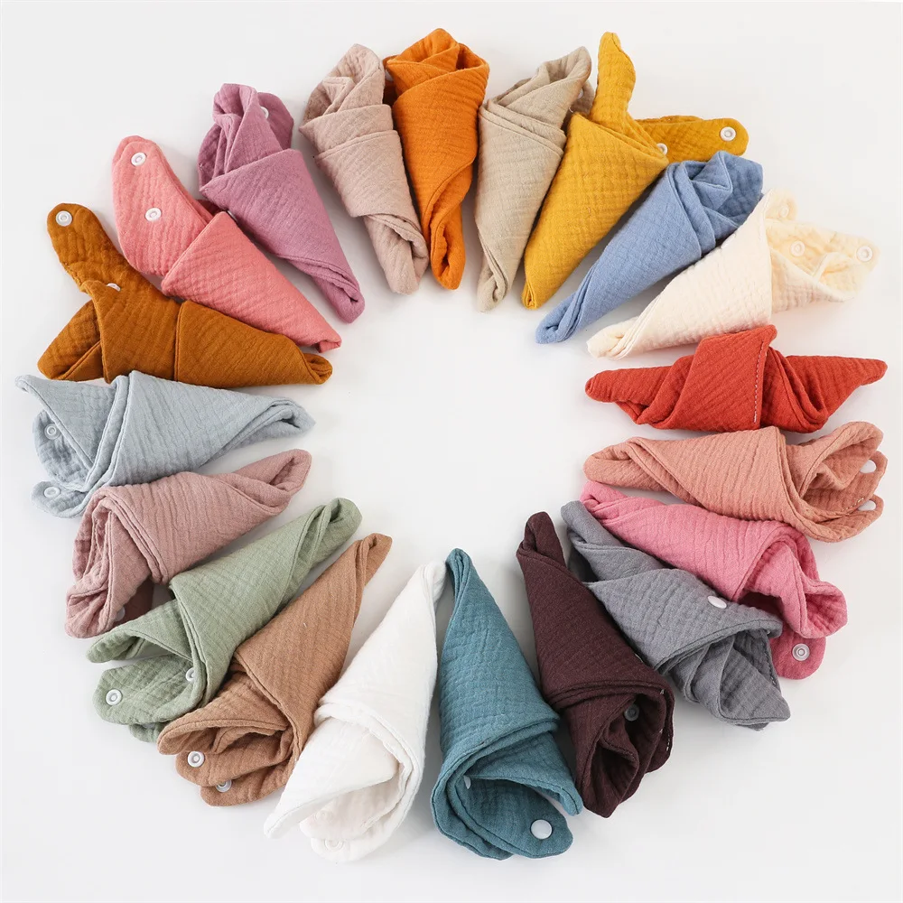 19 Color Crepe Triangle Saliva Towel Baby Bibs Infant Cotton Bib Newborn Solid Bandana Burp Cloth For Kid Feeding Drool Bibs 2