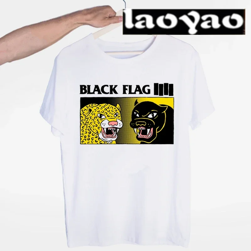 Maglietta bandiera nera Punk Rock Band Henry Rollins barre grandi magliette grafiche Summer Fashion Casual Vintage Unisex Humor Camisetas