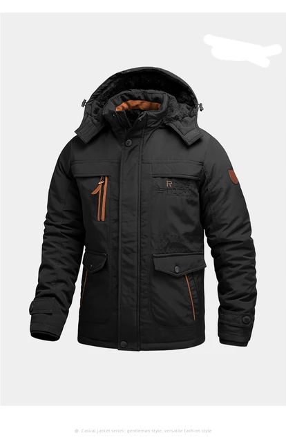 Chaqueta De Trabajo De Invierno Para Hombre - Lana Gruesa Acolchada - Negra Y Resistente A Las Bolitas
