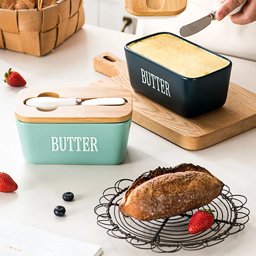 Ceramic Butter Dish And Table Butter Dish For Countertop With Easy-to-Clean With Lid