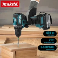 Perceuse à percussion Makita DDF487 13 mm sans balais, 18 V, lithium-ion, pour usage domestique, tournevis électrique à couple élevé, batterie Makita 18 V 5