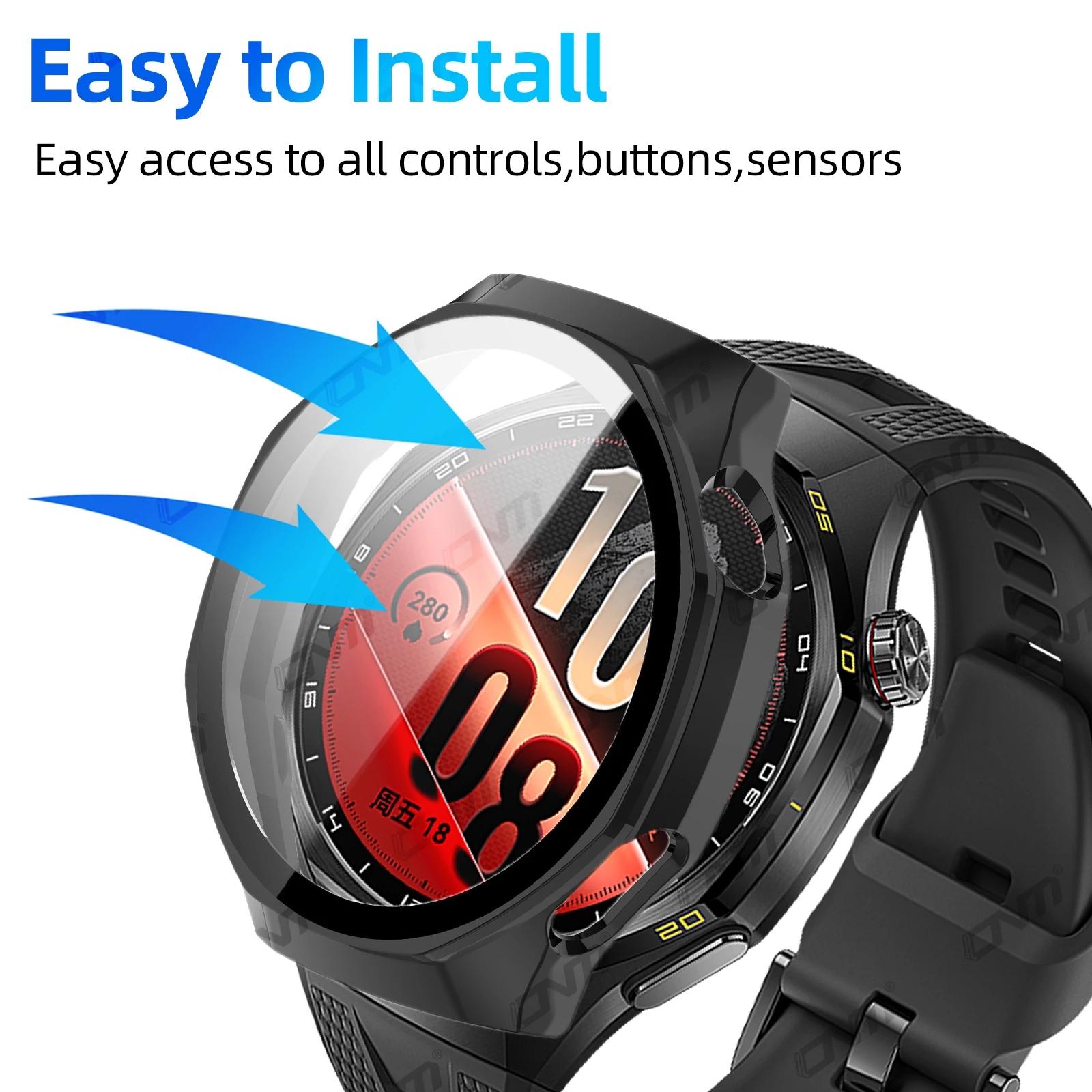 Premium Tempered Glass Screen Protector & Durable Protective Bumper for Smartwatch – Anti-Scratch, Hard PC Casing