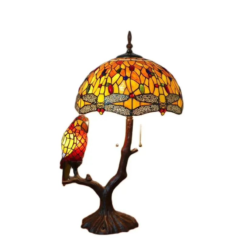 

Fancy Tiffany Parrot Dragonfly Table Lamp Living Room Bar Restaurant Luxury Vintage Standing Night Light D31101