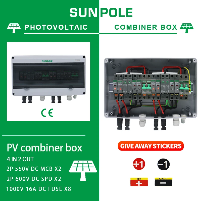 Superfície Exterior Impermeável Montada em para Fora 550v Ip65 Solar pv Proteção contra Relâmpago Caixa de Distribuição dc Combinador