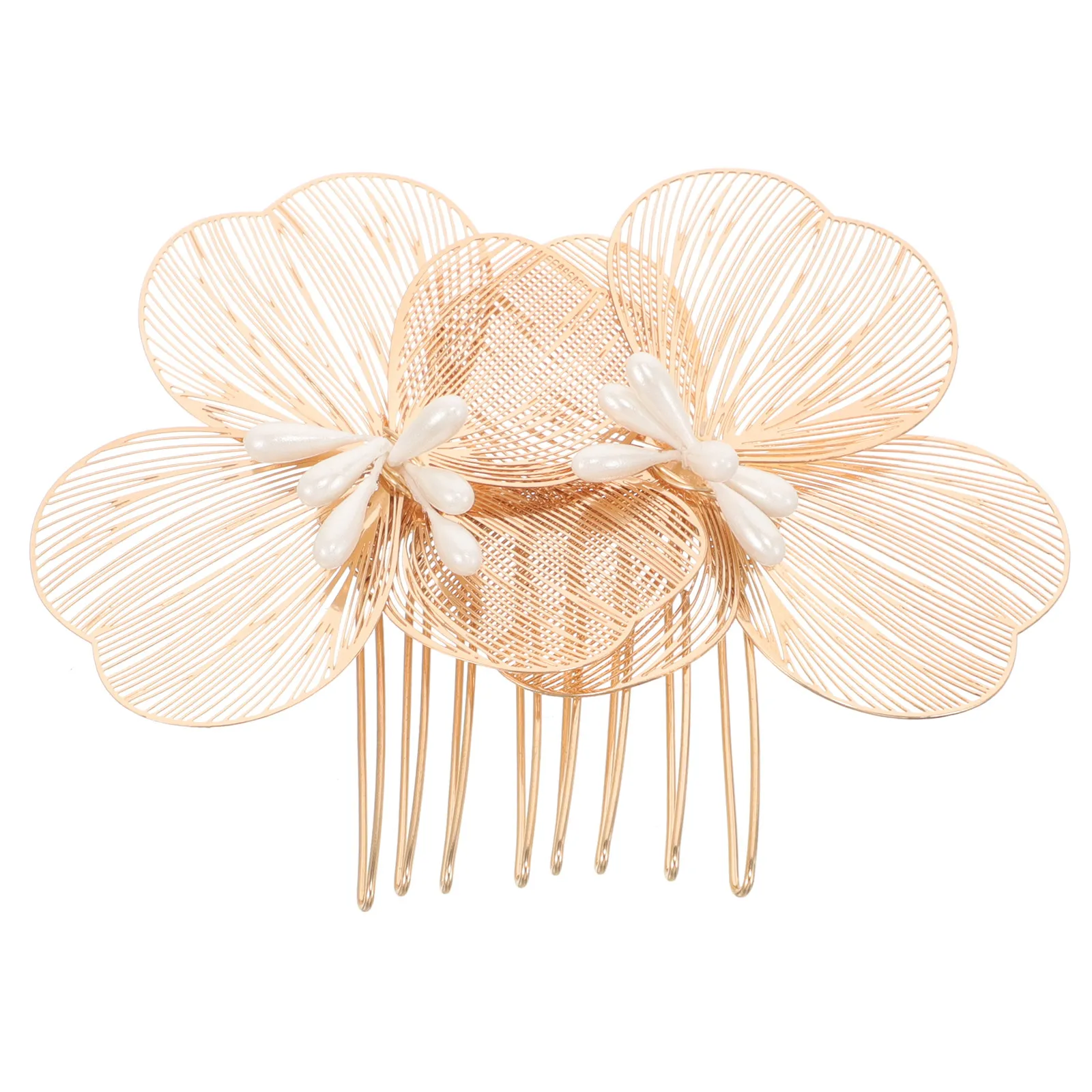 골드 플라워 헤어 사이드 콤 신부 머리핀 반짝이는 한국 스타일 웨딩 헤어 장식 여성용