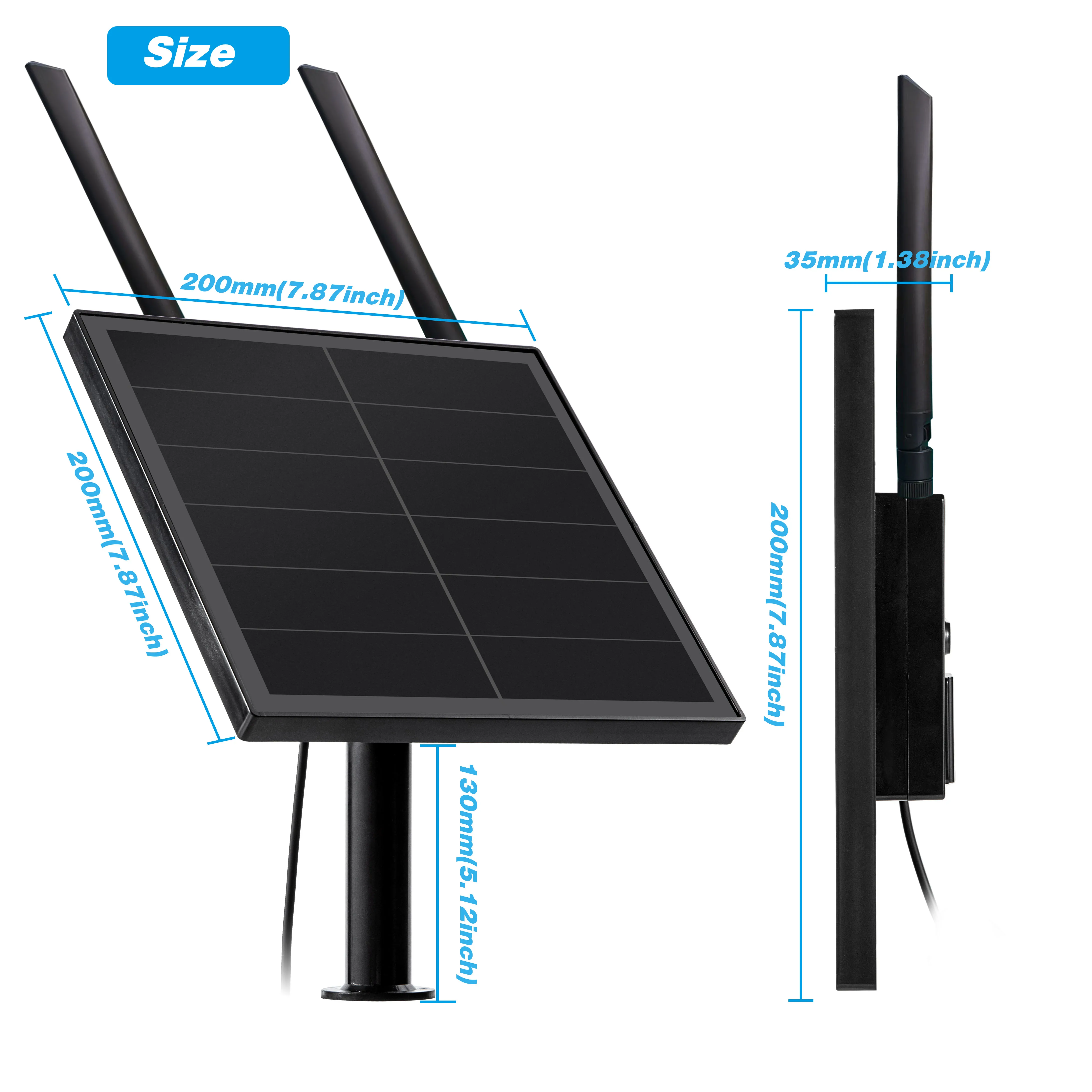 Lightweight IP67 Waterproof Solar Panel Kit Size Chart