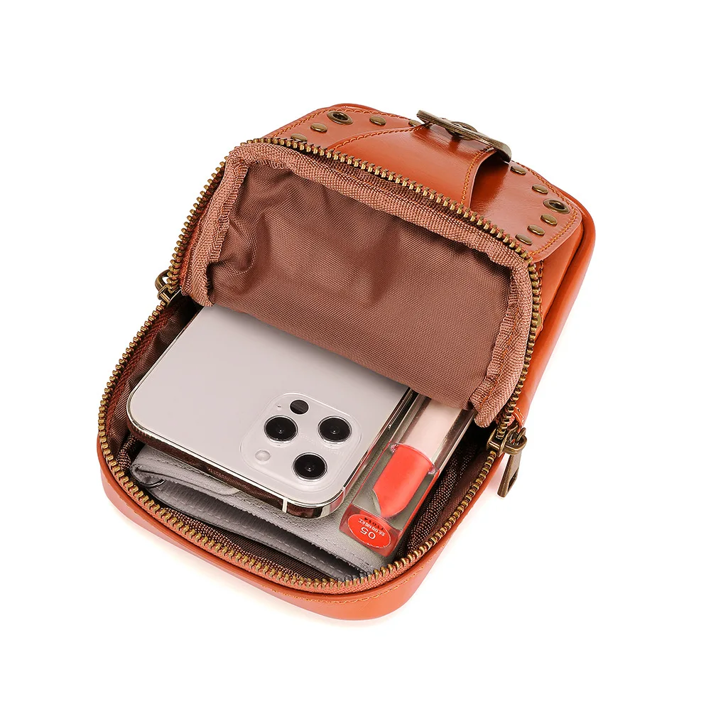 women's bag punk motorcycle bag PU leather ladies Shoulder Bags messenger bag outdoor leisure phone bag wallet card holder