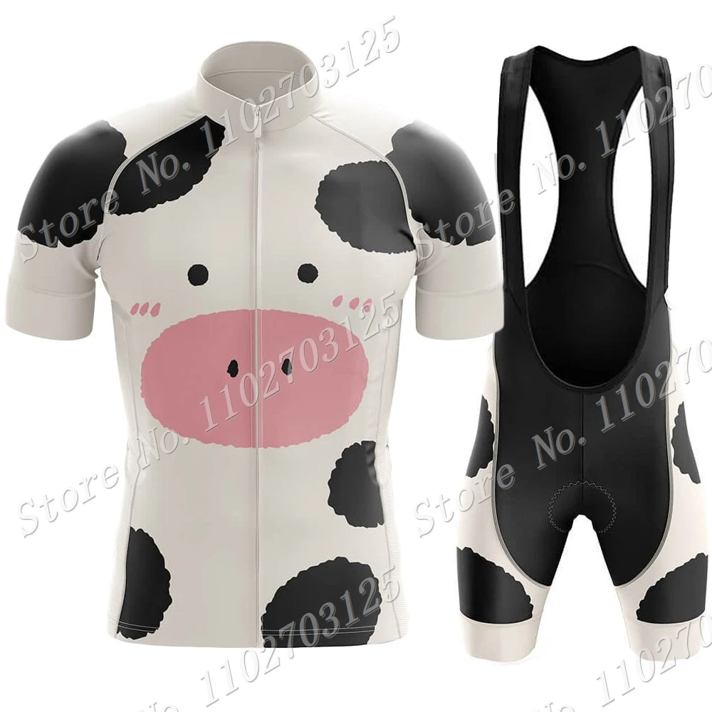 2025 Cow Cycling Jersey Set Mens Cartoon Anime Clothing Road Bike Suit Mountain Bicycle Shirt Bib Shorts MTB Ropa Maillot