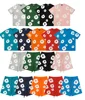 DENIM TEARS New Fashion Men's Women's Same Kapok Foam Printing Short-sleeved T-shirt with Shorts Set 1