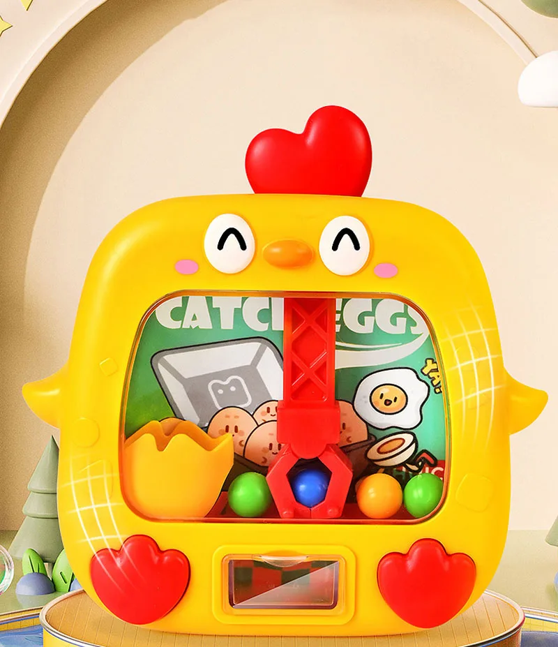 Kids Cartoon Cute Chick Catch Ball Machine Toys Creative Catch Doll Machine Mini Handheld Catch Ball Machine Game Puzzle Toys 6