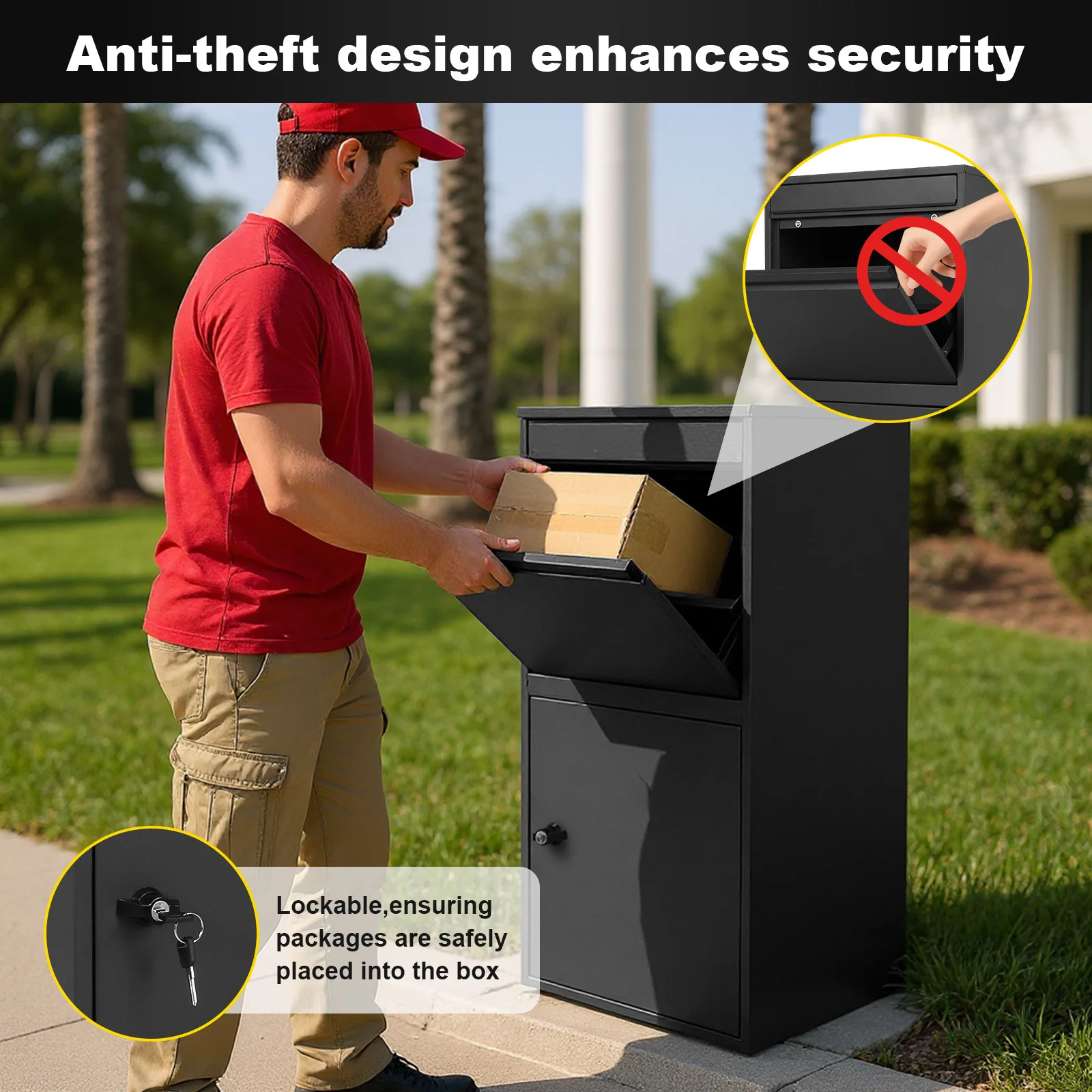 Package Delivery Boxes for Outside Extra Large Parcel Drop Boxes Anti-Theft Galvanized Steel Waterproof Package Delivery Box