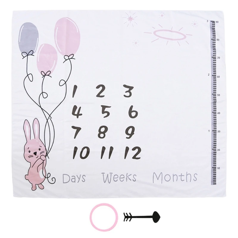 

1 Set Baby Monthly Record Growth Milestone Blanket Newborn Photography Props Accessories Creative Background Cloth Infant