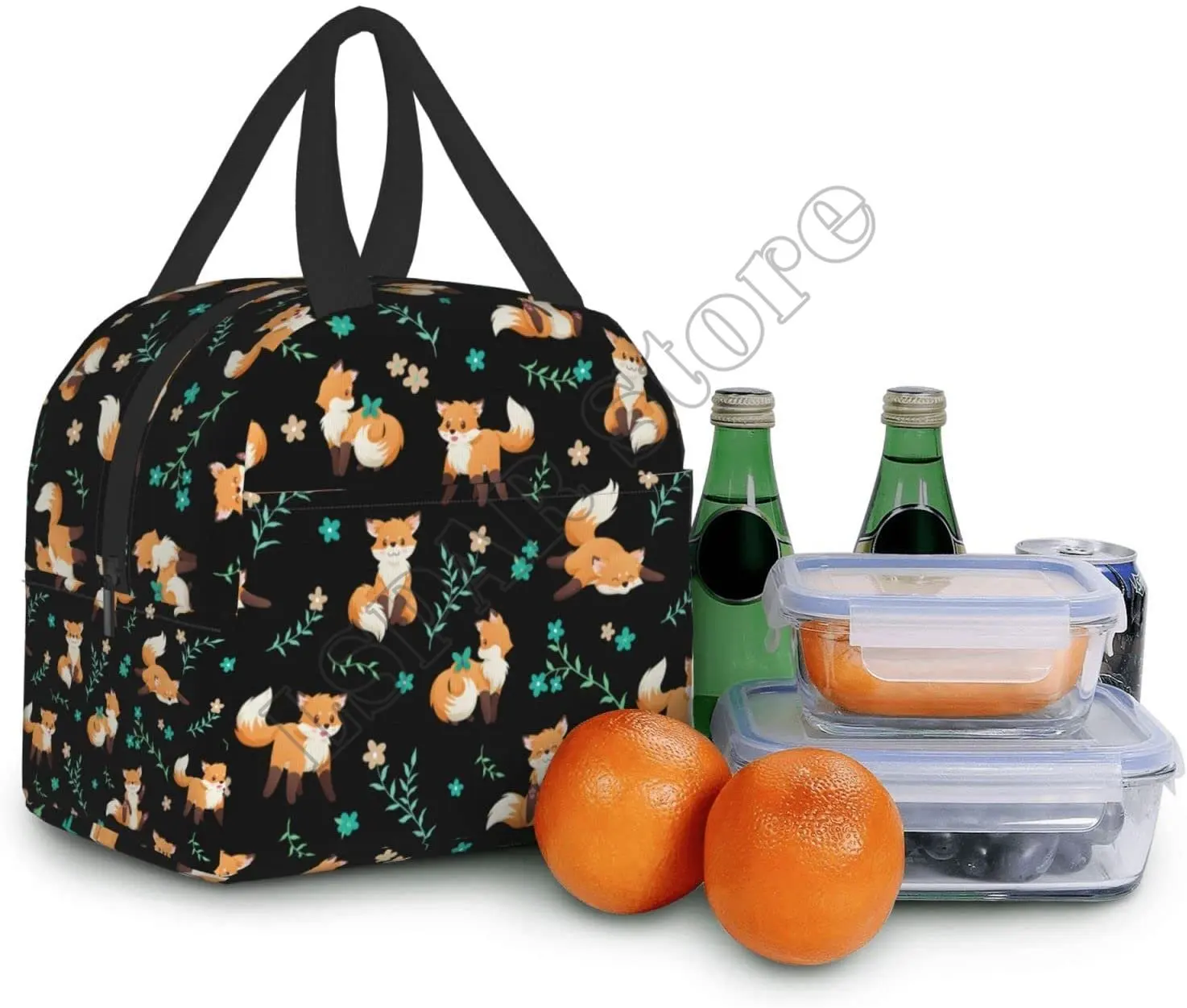 Fox Lunch Bag For Women Men Insulated Lunch Box Washable Container Cooler Tote Bag Reusable Box For Office Work