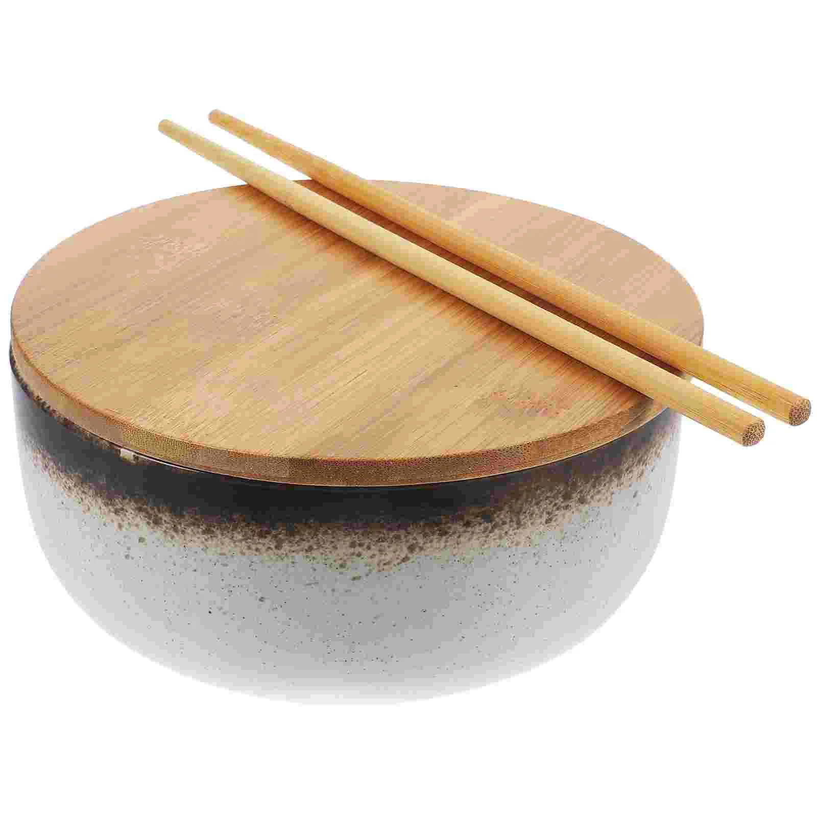 

1 Set of Ceramic Noodle Bowl with Chopsticks Ramen Bowl Kitchen Simple Soup Bowl Food Supply