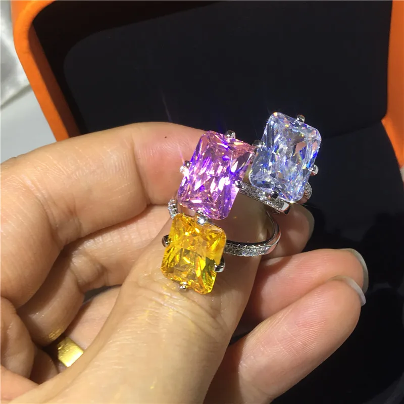 5ct Lab Sapphire Topaz Diamond ring 925 sterling silver Engagement Wedding Rings For Women Men Party Jewelry Gift
