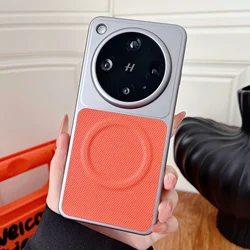 Luxury Triangular Pattern Magnetic Hard Shockproof Cover Case for OPPO Find X8 Ultra (Orange)
