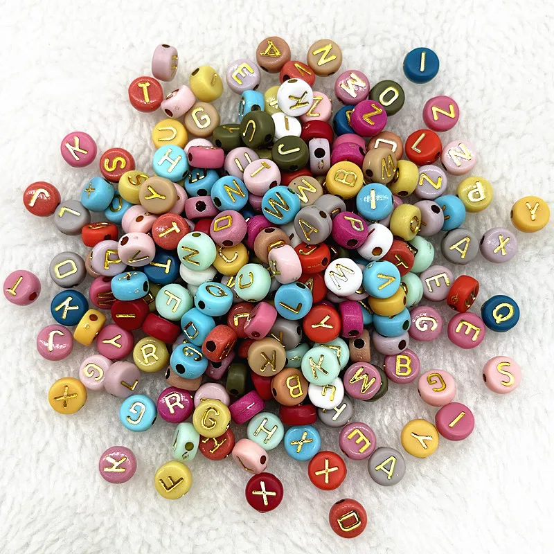 100pcs 7x4mm Letter Beads Round Shape Beads Alphabet Letter Charms for Making Jewelry Diy Handmade Bracelets Accessories