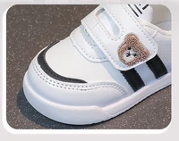 PU Leather Sport Shoes For Children Korean Style Cute Bear Little Boy's Sneakers Waterproof Breathable Toddler Shoes For Baby 2