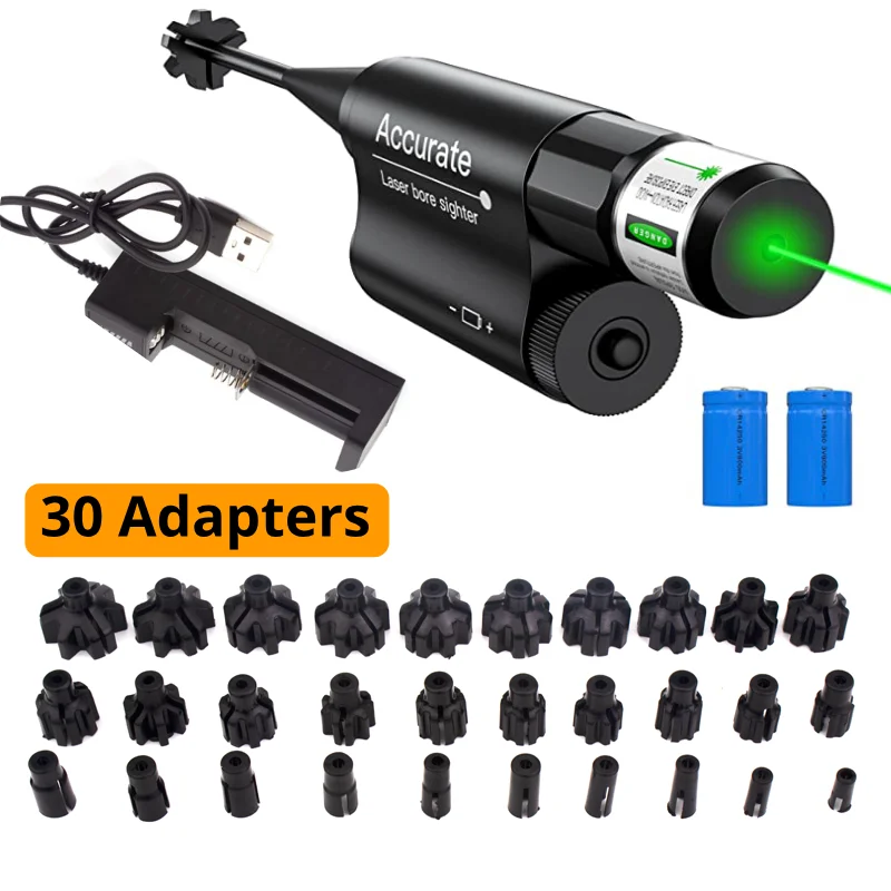 

Tactical Universal Laser Bore Sight with Upgrade 30pcs Adapter .177 .22lr to 12GA Boreisghter Rifle Glock Laser Collimator