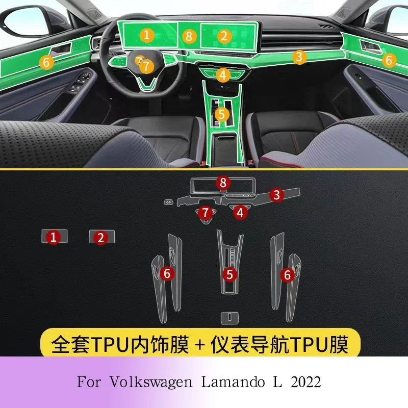 Für Volkswagen Lamando L 2022-2024 Auto Innen Tür Center Konsole Media Dashboard Navigation TPU Anti-scratch Schutz film