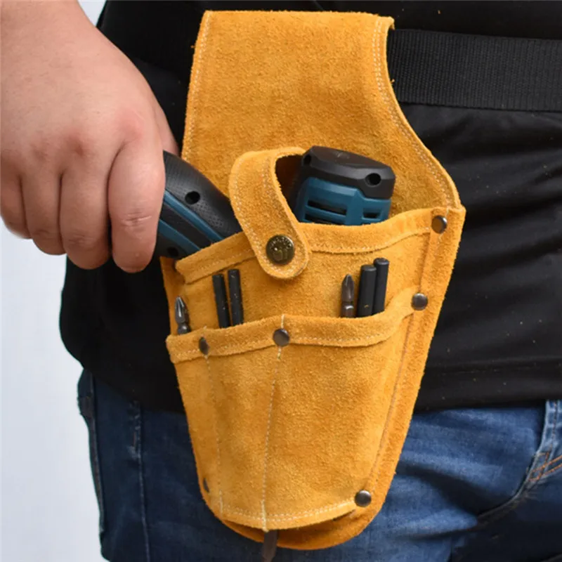 soft tool bag Cowhide Drill Holster Waist Tool Bag Durable Electric Waist Belt Tool Pouch Bag With Belt for Power Drill Electric Screwdriver diamondback tool bags