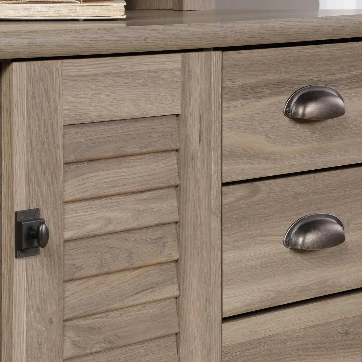 Sauder Harbor View Computer Desk with Hutch, Salt Oak finish 6
