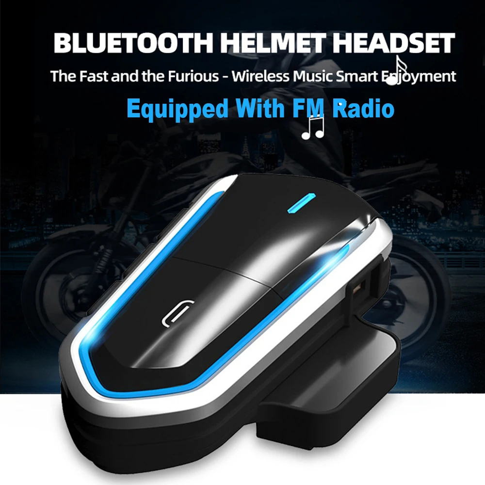 

Motorcycle Helmet Headset Wireless Bluetooth Headset with Microphone FM Radio Waterproof Handsfree call Kit Stereo Music Player