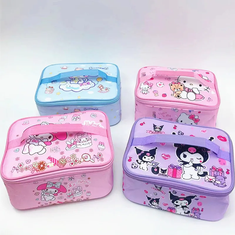 

New Kuromi My Melody Student Lunch Box Bag Sanrio Kawaii Anime Cinnamoroll Thermal Bag Cute Cartoon Bento Bag Gift for Kids