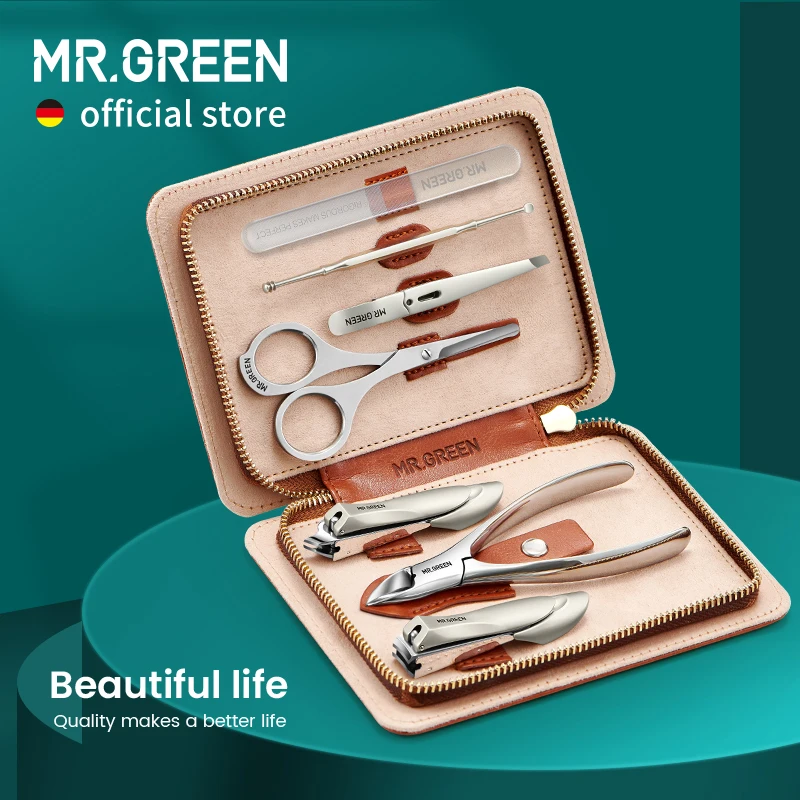 MR.GREEN Manicure Set With Leather Case 7 in 1 Professional Foot And