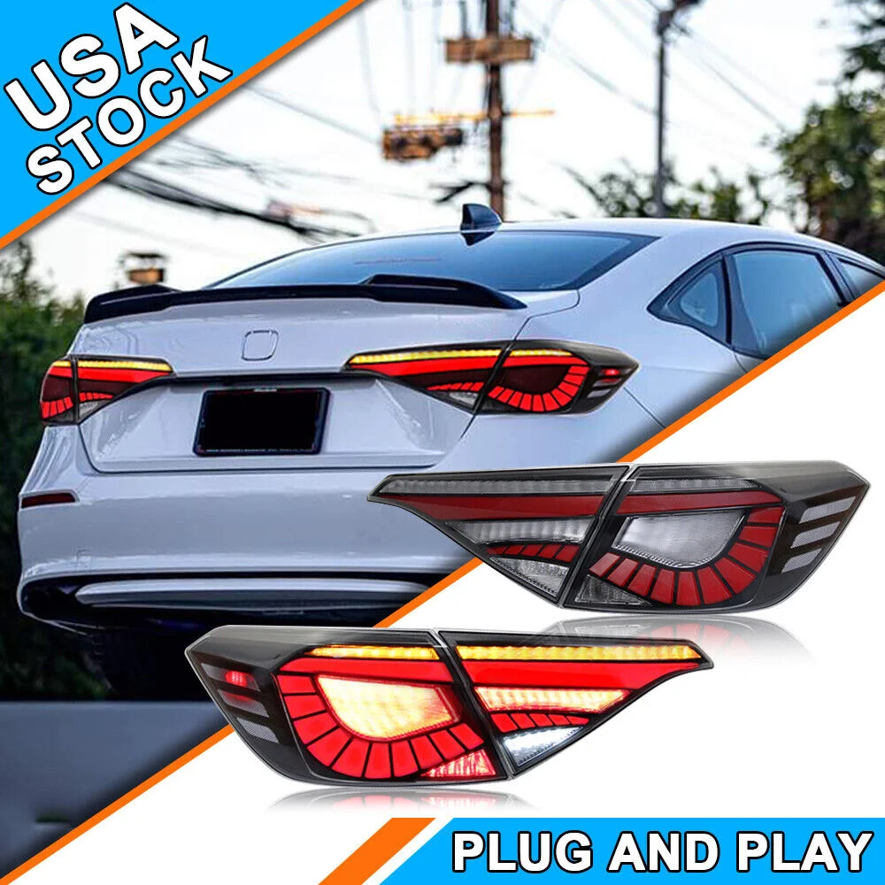 

LED Tail Lights For Honda Civic Sedan 2022 2023 Rear Lamp Sequential Assembly