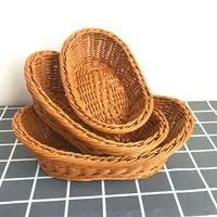 Oval Wickers Woven Basket Handwoven Rattan Serving Storage Tray Bread Fruit Breakfast Tea Picnic Basket For Kitchen Restaurant 1