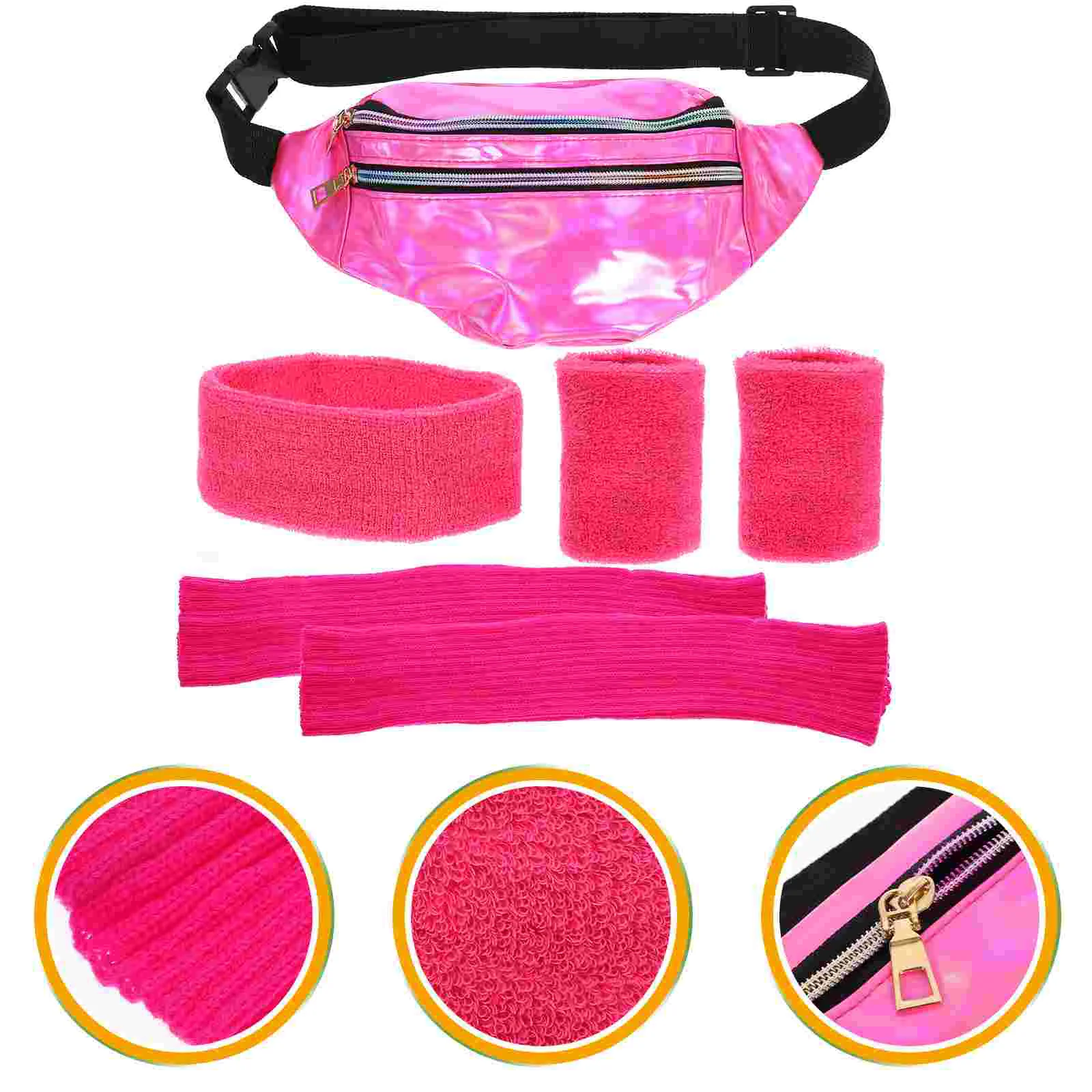 Head Bands Neon Leg Warmer Set 80s Sports Headband Warmers Rosy for Women Women's
