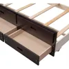 Twin Over Full Bunk Bed with Twin Size Trundle and 3 Storage Drawers, Solid Wood Bunk Bed Frame with Ladder, Children Beds 3