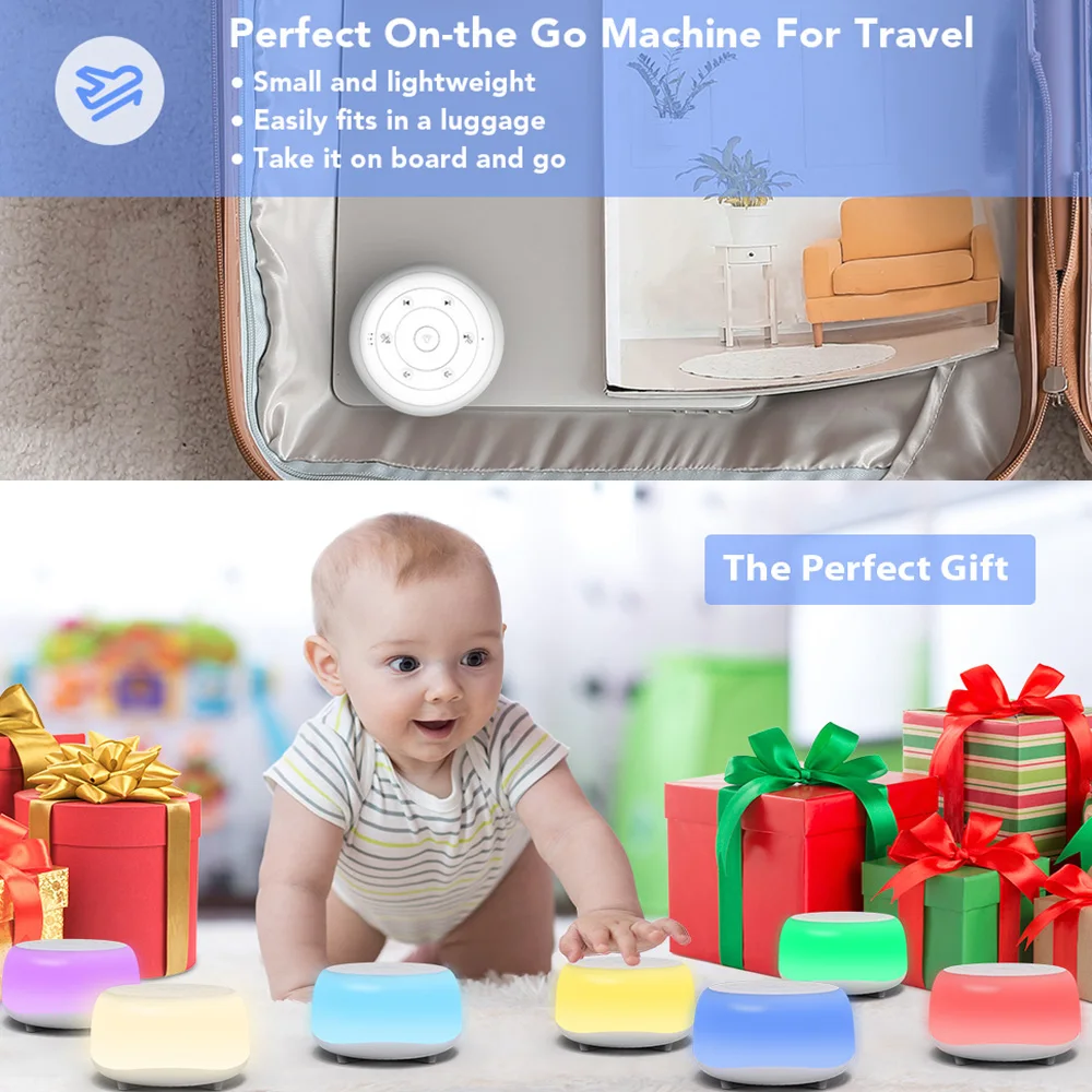 White Noise Machine Sleep Aid Device Desktop White Noise Machine Sleep Sound Machine for Baby Sleep Soother 7 Colors Night Lights 34 Soothing Sounds Adjustable Timer