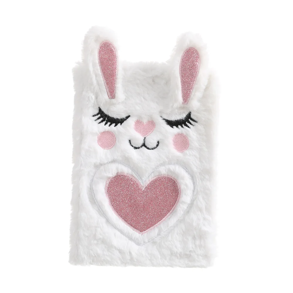 A5 Cute Girl Embroidered Cartoon Plush Notebook, Hand Book Student Prize Journal Record Diary Book 160 Pages 4