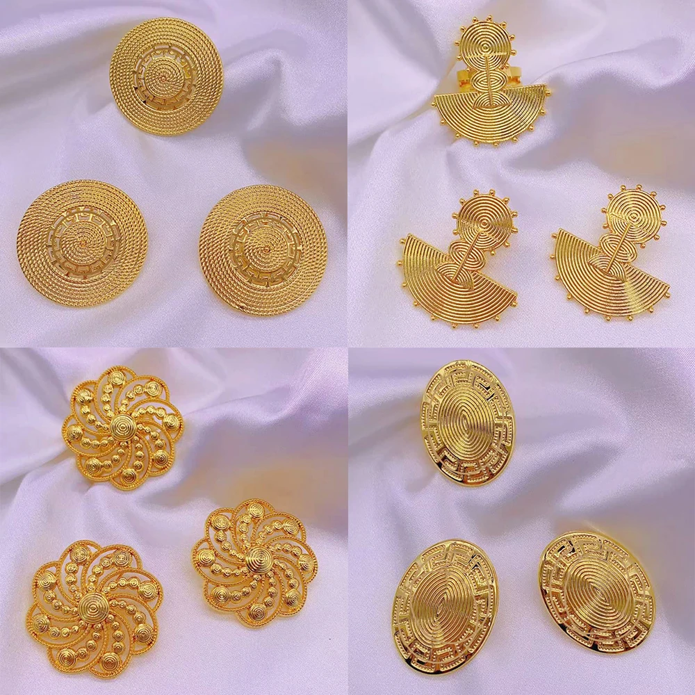 4Sets Earrings Rings Set Fashion Gold Plated Jewelry Sets for Women Ladies African Bridal Dubai Wedding 2pcs Jewelry Accessories